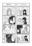  2girls 4koma akemi_homura black_hair blush comic couple dating dress eye_contact food funeral_dress glass greyscale hair_ribbon hairband ice_cream kaname_madoka long_hair long_sleeves looking_at_another mahou_shoujo_madoka_magica mahou_shoujo_madoka_magica_movie miki_sayaka monochrome multiple_girls open_mouth partially_translated pokki_(sue_eus) ribbon short_hair short_twintails speech_bubble spoon sundae table talking translation_request twintails very_long_hair yuri 