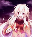  :d alternate_costume bad_id bad_pixiv_id blush bow bowtie buttons chocoan coat fur_trim kagerou_project kozakura_marry long_hair long_sleeves looking_at_viewer open_mouth red_bow red_eyes red_neckwear round_teeth scarf smile solo tareme teeth turtleneck upper_body white_hair 