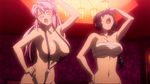  2girls animated animated_gif areola areola_slip areolae bandage bikini black_bikini blush breasts eyes_closed freezing_(series) large_breasts long_hair multiple_girls rana_linchen satellizer_el_bridget sling_bikini standing swimsuit 