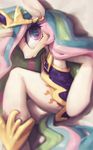  clothing crown cutie_mark equine female fralininin friendship_is_magic fur hair horn long_hair looking_at_viewer mammal multi-colored_hair my_little_pony open_mouth princess_celestia_(mlp) purple_eyes solo white_fur winged_unicorn wings 