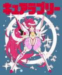  aino_megumi arm_warmers boots breasts cai-man cosplay cure_lovely detached_sleeves eyelashes fingerless_gloves gloves hair_ornament happinesscharge_precure! highres kamui_(kill_la_kill) kill_la_kill long_hair looking_at_viewer magical_girl medium_breasts pink_eyes pink_hair pink_skirt ponytail precure serious sideboob skirt solo standing thigh_boots thighhighs thighs translated very_long_hair wide_ponytail 