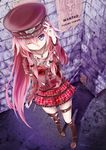  blue_eyes boots dying_(dying0414) flower from_above hat highres ia_(vocaloid) jewelry long_hair looking_at_viewer necklace one_eye_closed pink_hair plaid plaid_skirt single_thighhigh skirt solo thigh_gap thighhighs very_long_hair vocaloid voiceroid wanted yuzuki_yukari 