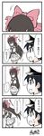  1girl 4koma azumanga_daiou black_hair blush bow comic elbow_gloves gloves headgear highres kantai_collection little_boy_admiral_(kantai_collection) long_hair midriff nagato_(kantai_collection) navel parody thighhighs translated yamato_nadeshiko 