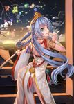 blue_hair bug butterfly chinese_clothes green_eyes insect long_hair looking_at_viewer million_arthur_(series) solo sword tiara twintails weapon weiyinji_xsk 