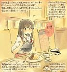  akagi_(kantai_collection) brown_hair colored_pencil_(medium) dated eating japanese_clothes kantai_collection kirisawa_juuzou long_hair looking_at_viewer muneate numbered solo spoon traditional_media translation_request twitter_username 