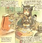  bare_shoulders black_hair blush breasts colored_pencil_(medium) dated elbow_gloves gloves hairband headgear hiei_(kantai_collection) kantai_collection kirisawa_juuzou long_hair medium_breasts multiple_girls mutsu_(kantai_collection) nagato_(kantai_collection) numbered red_eyes skirt sleeping thighhighs traditional_media translation_request twitter_username younger 