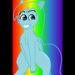  blue_eyes equine foxfoxplz hair horse mammal multi-colored_hair pegasus pony rainbow_hair simple_background smile wings 