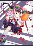  backpack bag bakemonogatari black_hair blood crosswalk hachikuji_mayoi long_hair monogatari_(series) nuira red_eyes running twintails 