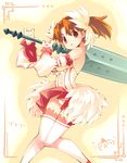 brown_hair character_request fantasy fantasy_earth_zero panties ponytail solo super_zombie sword thighhighs underwear weapon white_legwear white_panties 