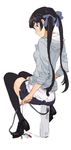  game_console legs looking_back mura_(kanojo_no_oukoku) original sitting sketch solo thighhighs twintails xbox_360 zettai_ryouiki 