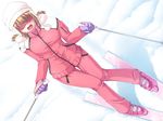  1girl eroge_honpo game_cg goggles kankin_koukan ski skis snow solo sportswear 