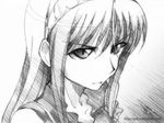  face gofu greyscale hime_(kaibutsu_oujo) kaibutsu_oujo long_hair monochrome sketch solo traditional_media 