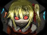  blonde_hair face fangs flandre_scarlet ginji_(sakaki_summer) glowing glowing_eyes horror_(theme) looking_at_viewer red_eyes ribbon slit_pupils solo touhou vampire wings 