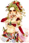  bad_id bad_pixiv_id bandeau blonde_hair bow bracelet cape choker coin_(ornament) detached_sleeves earrings final_fantasy final_fantasy_vi fingernails flower green_eyes hair_bow hair_ornament hairpin jewelry lipstick long_hair makeup midriff nail_polish necklace pantyhose ponytail red_nails ring sakizou shoulder_pads skirt solo strapless sword tina_branford traditional_media tubetop watercolor_(medium) weapon 