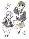  androgynous bad_id bad_pixiv_id camcorder cardcaptor_sakura crossdressing ikari_shinji multiple_boys nagisa_kaworu neon_genesis_evangelion otoko_no_ko parody sa_kuma school_uniform silver_hair tomoeda_elementary_school_uniform 