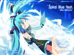  aqua_hair child-box closed_eyes cloud detached_sleeves flying hatsune_miku long_hair md5_mismatch necktie solo twintails vocaloid 