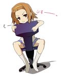  :t bored brown_eyes brown_hair chair hairband ixy k-on! pout sitting sitting_backwards socks solo tainaka_ritsu tomboy 