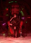  boots cloak highres knee_boots long_hair onei-akira original science_fiction solo throne twintails 