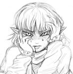  blood blush face ginji_(sakaki_summer) greyscale mizuhashi_parsee monochrome pointy_ears sketch solo tears touhou 