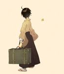  black_hair bug butterfly insect itoshiki_nozomu japanese_clothes male_focus sayonara_zetsubou_sensei simple_background solo suitcase ukon 