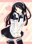  akiyama_mio alternate_costume bad_id bad_pixiv_id black_eyes black_hair enmaided garters k-on! maid maid_headdress solo takase_kanan thighhighs 