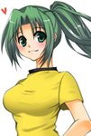  asahana_jun green_eyes green_hair higurashi_no_naku_koro_ni long_hair ponytail solo sonozaki_mion 