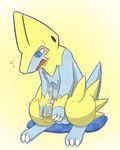  balls barefoot blush bottle breath claws erection feral fur looking_down male manectric nintendo nude open_mouth peeing penis pillow pok&#233;mon pok&eacute;mon sharp_claws sharp_teeth sitting solo teeth toe_claws tongue unknown_artist urine video_games 