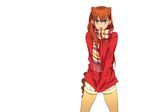  blue_eyes brown_hair long_hair mebae_(artist) neon_genesis_evangelion scarf soryu_asuka_langley white 