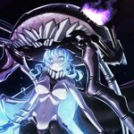  blue_eyes bodysuit breasts bubble cape gloves glowing glowing_eyes kantai_collection large_breasts long_hair md5_mismatch pale_skin sakuya_tsuitachi shinkaisei-kan silver_hair solo wo-class_aircraft_carrier 