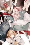  asahina_hiyori azami_(kagerou_project) black_hair blonde_hair blue_eyes blue_hair ene_(kagerou_project) hair_ribbon headphones hood hoodie kagerou_project kido_tsubomi kisaragi_momo kozakura_marry long_hair multiple_girls prin_dog red_eyes red_scarf ribbon scarf school_uniform serafuku side_ponytail silver_hair tateyama_ayano twintails 