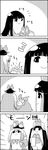  :x black_hair bottle bucket bunny comic commentary greyscale highres houraisan_kaguya kamishirasawa_keine long_hair monochrome multicolored_hair no_humans object_on_head shoujo_kitou-chuu simple_background smile tani_takeshi touhou towel translated two-tone_hair white_background wrapped_up yukkuri_shiteitte_ne 