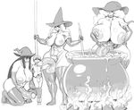  breasts cauldron dickgirl food group hat huge_breasts human hyper hyper_breasts hyper_penis imminent_vore intersex magic_user male mammal modeseven muscles nipples penis size_difference standing stirring text vorarephilia vore witch witch_hat 