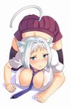  animal_ears arios_(orochi_yuta) blue_eyes blush breasts cat_ears cat_tail cleavage covered_nipples large_breasts looking_at_viewer necktie original pout short_hair solo tail top-down_bottom-up white_hair 