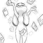  &lt;3 black_and_white breasts disney featureless_breasts female holidays judy_hopps lagomorph letter line_art mammal monochrome nude rabbit simple_background solo valentine&#039;s_day w4g4 white_background zootopia 