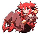  ankle_boots bad_id bad_tumblr_id boots bracelet demon_girl demon_horns demon_tail elbow_gloves fire flat_chest gloves horns jewelry long_hair magic maou_beluzel matsuda_yuusuke pantyhose reclining red_eyes red_hair smile solo tail yuusha_to_maou 