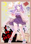  alternate_costume blush book breasts contemporary crescent hat highres large_breasts long_hair long_sleeves looking_at_viewer magic_circle md5_mismatch patchouli_knowledge pink_legwear porurin purple_eyes purple_hair see-through shoes skirt sneakers solo thighhighs touhou zettai_ryouiki 