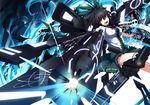  alternate_weapon arm_cannon black_hair bow breasts frills hair_bow looking_at_viewer medium_breasts open_mouth purple_eyes radiation_symbol reiuji_utsuho skirt solo third_eye touhou ugume weapon 