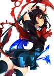  asymmetrical_wings black_dress black_hair black_legwear bow brown_eyes dress highres houjuu_nue looking_at_viewer ohtanian red_footwear shoes short_sleeves simple_background solo thighhighs touhou white_background wings zettai_ryouiki 