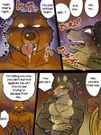  bear big_bad_wolf blush canine comic drooling fur gay grizzly_bear licking licking_lips male mammal maririn rape_face saliva shuddering text tongue tongue_out wolf 