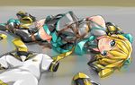  aqua_eyes bdsm blonde_hair bondage bound cosplay crossdressing fumi11gou hatsune_miku hatsune_miku_(cosplay) kagamine_len male_focus nail_polish rope shibari solo vocaloid 