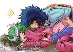  androgynous andromeda_shun armor blue_hair brothers green_hair guilchii phoenix_ikki saint_seiya siblings 