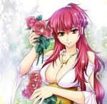  ama_inari bad_id bad_pixiv_id breasts cleavage flower jewelry large_breasts long_hair magi_the_labyrinth_of_magic myron_alexius necklace red_hair rose yellow_eyes 