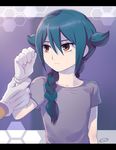  baddap_sleed braid brown_eyes gloves green_hair inazuma_eleven inazuma_eleven_(series) letterboxed long_hair male_focus mistorene_callus mizuhara_aki multiple_boys solo_focus upper_body white_gloves 