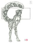  breasts feline female kacey leopard looking_at_viewer mammal monochrome nude snow_leopard solo 