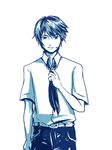  ataru_(7noise) bad_id bad_pixiv_id kaito looking_at_viewer male_focus microphone monochrome necktie shirt solo vocaloid 