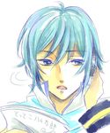  ataru_(7noise) bad_id bad_pixiv_id blue_eyes blue_hair expressionless headphones kaito male_focus open_mouth solo vocaloid 