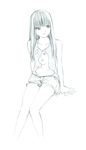  balance_policy long_hair monochrome shorts sketch solo traditional_media yoshitomi_akihito 