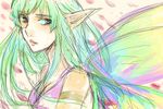  ataru_(7noise) bad_id bad_pixiv_id colorful fairy_wings green_hair green_wings long_hair looking_away original pointy_ears sketch solo wings 