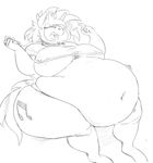  anthro anthrofied chubby clothing cutie_mark equine eyes_closed female friendship_is_magic hair horn mammal my_little_pony navel obese open_mouth overweight sirmasterdufel solo unicorn vinyl_scratch_(mlp) 