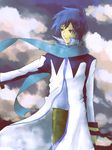  ataru_(7noise) bad_id bad_pixiv_id blue_hair blue_scarf cloud kaito looking_away male_focus scarf sky smile solo vocaloid 